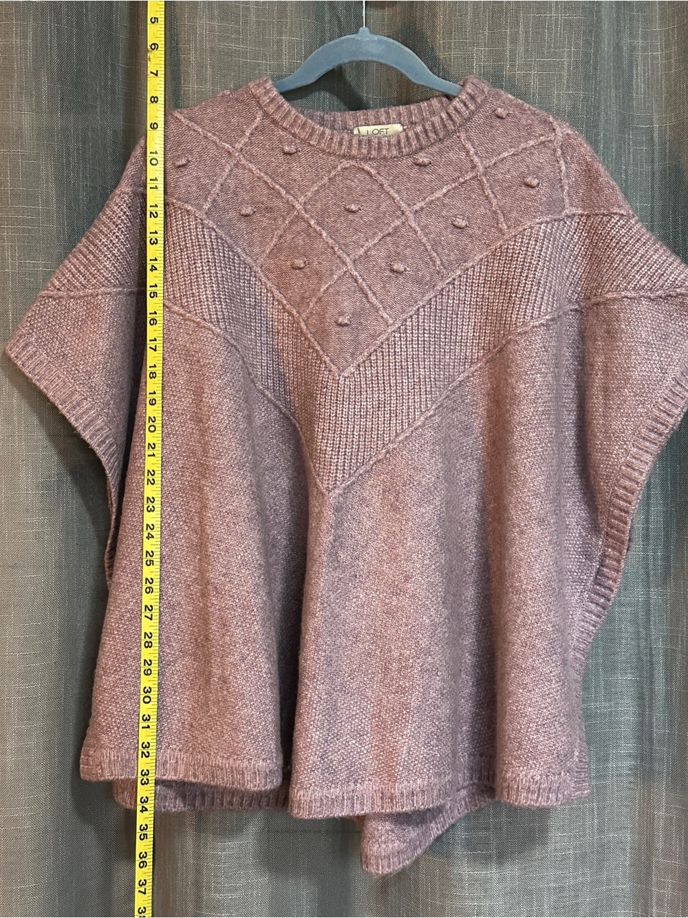 LOFT Dusty Mauve Textured Knit Poncho